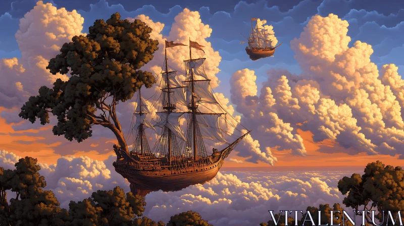 Skyward Journey of the Enchanted Ship AI Image