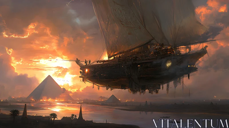 Airship at Pyramids AI Image