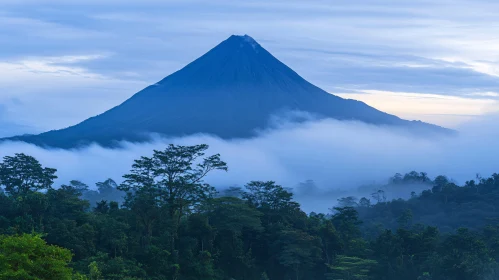 Misty Mountain and Forest Scenery