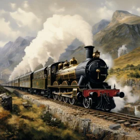 Steam Locomotive Amidst Mountains: A Nod to Traditional Craftsmanship