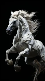 White Horse Leaping Over Black - Handcrafted Beauty in Barroco Style