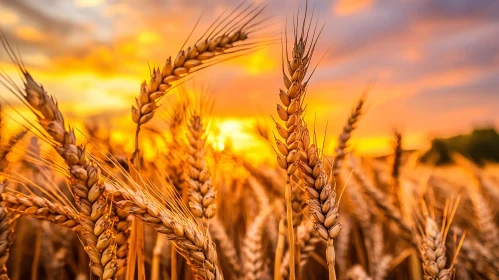 Sunset Over Wheat Field