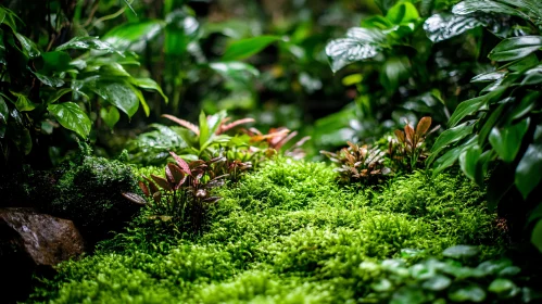 Vibrant Forest Ground with Moss and Foliage