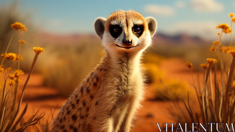 Animated Meerkat in Realistic Desert Setting AI Image