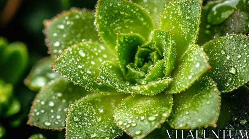 AI ART Succulent with Glistening Dew Drops