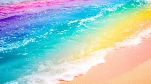 Multicolored Ocean Waves Against Sandy Beach