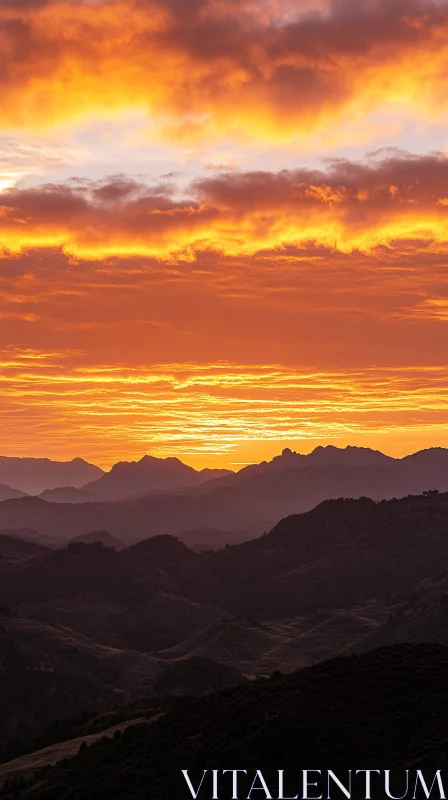 Mountain Range at Sunset AI Image