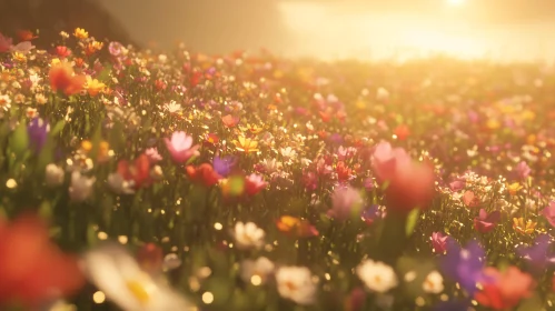 Sunlit Wildflower Meadow in Full Bloom