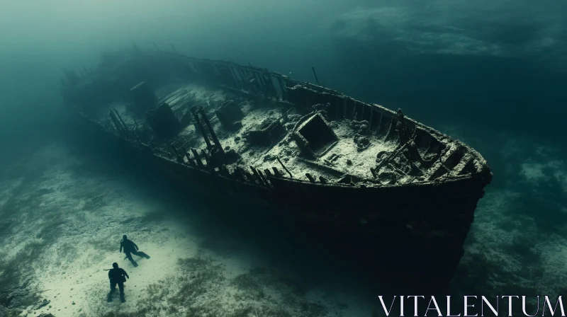 Sunken Shipwreck with Divers AI Image