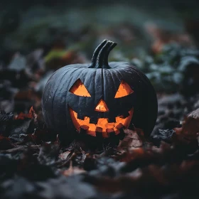 Glowing Jack-o'-Lantern in Mysterious Setting