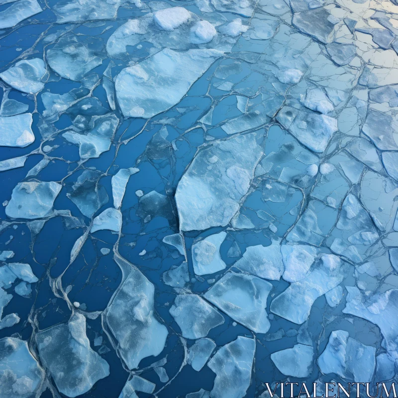AI ART Aerial View of Icy Ocean - A Post-Impressionist Influence