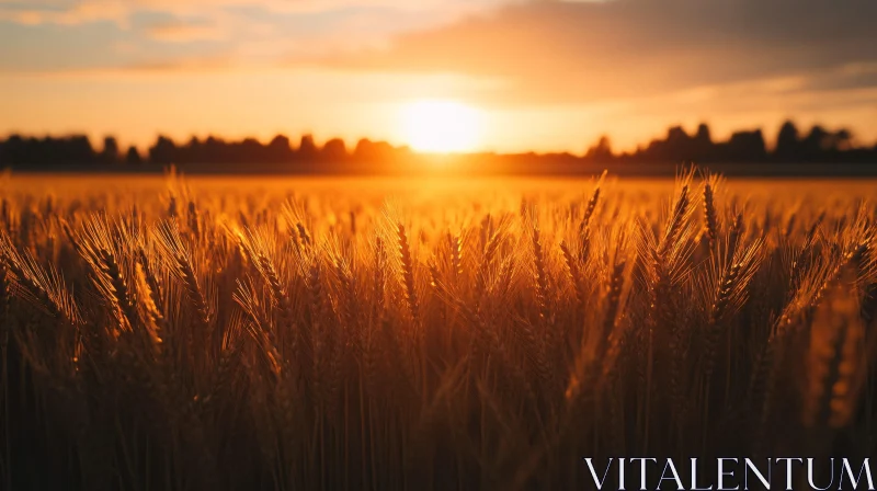 AI ART Sunset Over Wheat Field