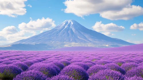 Lavender Field with Mountain in Background