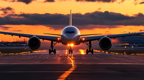 Aircraft at Dusk on Runway