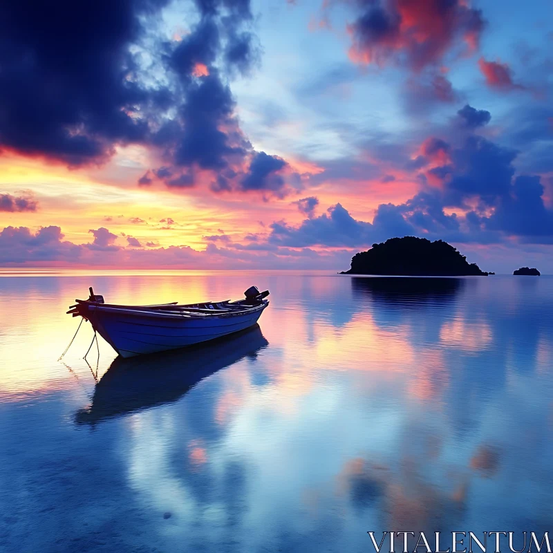 AI ART Idyllic Sunset Glowing Over Gentle Sea