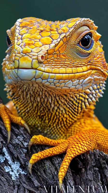 AI ART Detailed Close-Up of a Yellow Lizard