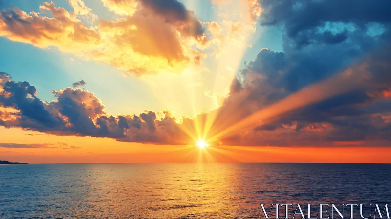 Incredible Sunset Over Ocean Horizon