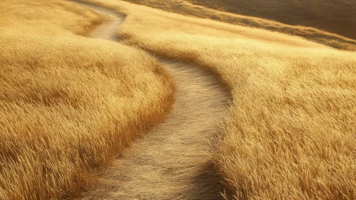 Golden Field with Winding Pathway