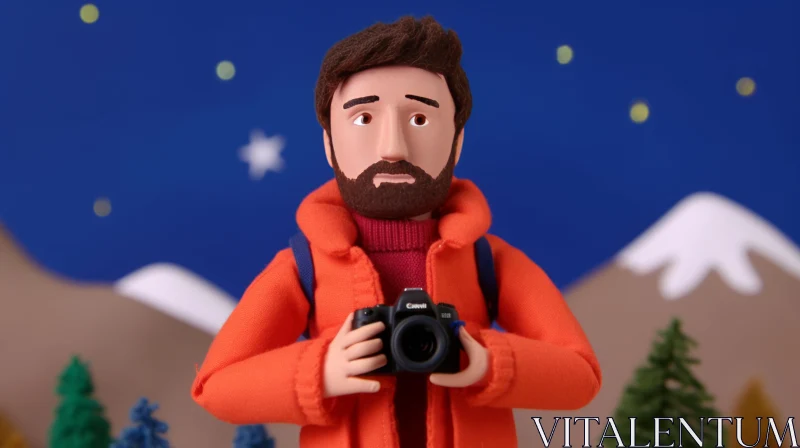 Winter Landscape with Animated Figurine AI Image