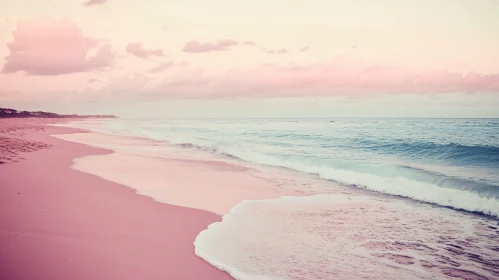 Serene Pink Sand Beach at Dusk