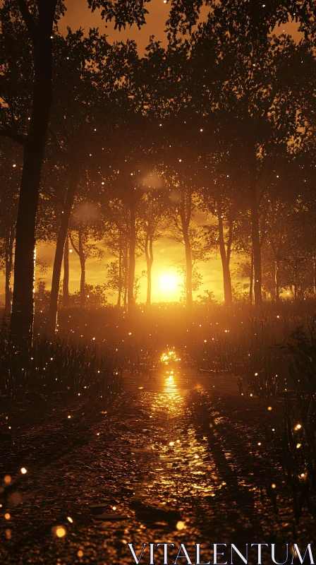 AI ART Golden Hour in a Serene Forest