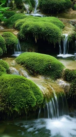 Serene Moss Waterfall in a Forest