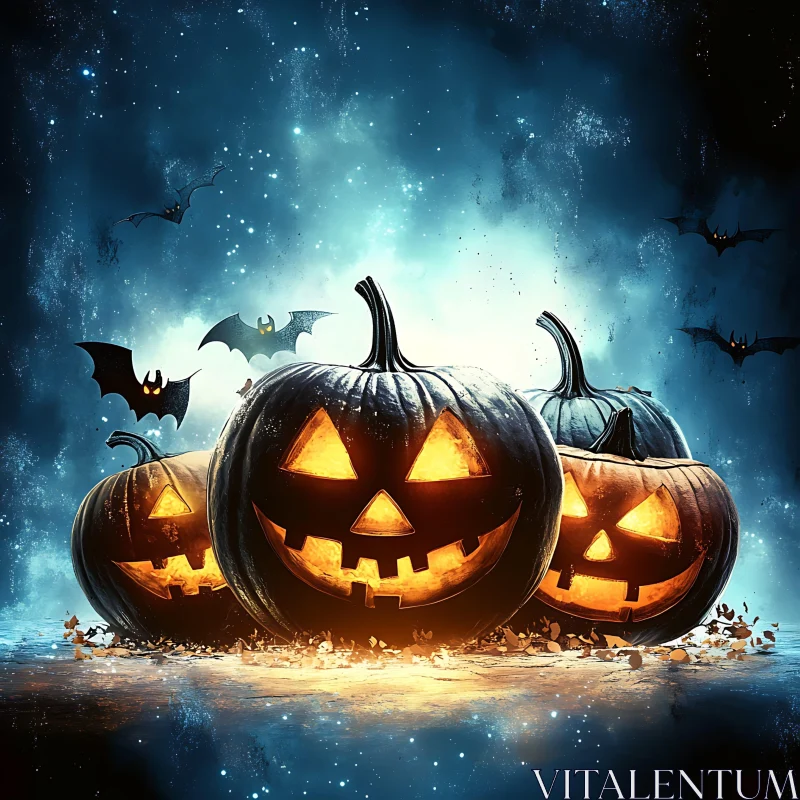 Mysterious Halloween Night Scene AI Image