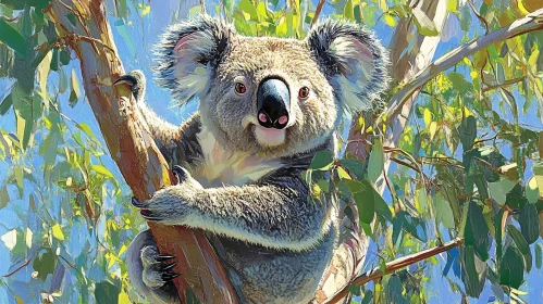 Koala on Eucalyptus Tree