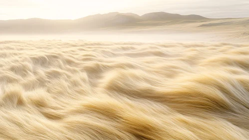 Waves of Golden Grass Under Sunlight