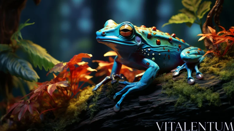 Artistic Blue Frog in Forest Rendered in ZBrush and Unreal Engine 5 AI Image