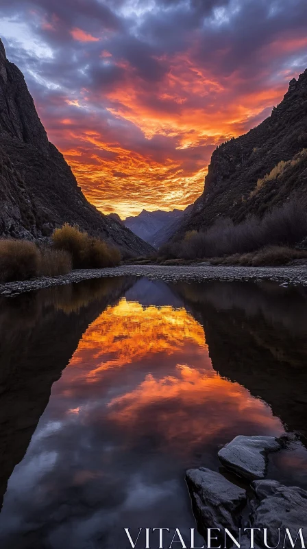 AI ART Majestic Sunset Over Mountain River