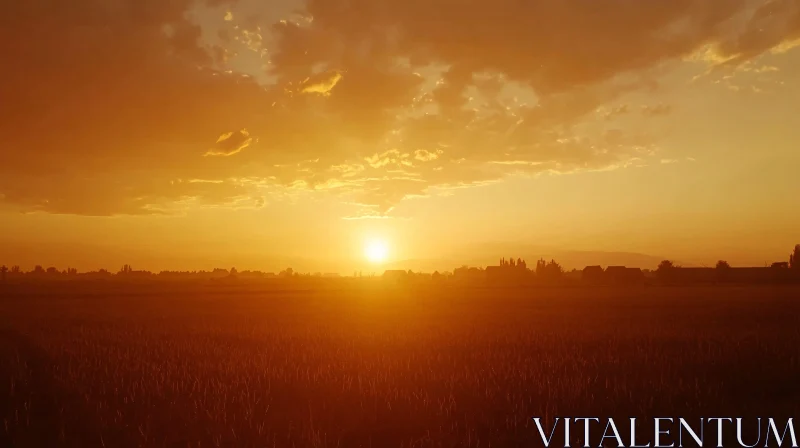 AI ART Sunset Over Serene Countryside Field