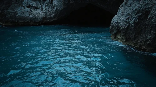 Enchanting Sea Cave with Shadows and Blue Waters