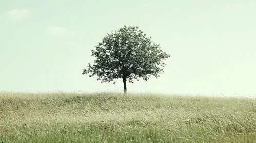 Lone Tree Amidst Verdant Fields