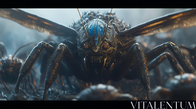 AI ART Futuristic Mechanical Insect Close-Up