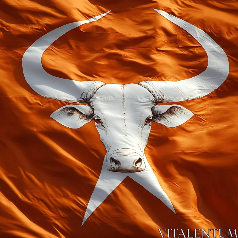 Orange Flag with Bull Symbol AI Image