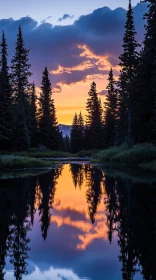 Tranquil Twilight in a Pine Forest