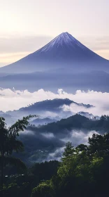 Serene Mountain Landscape with Fog