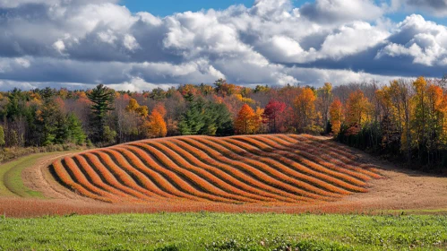 Autumn Field Landscape with Waves of Color