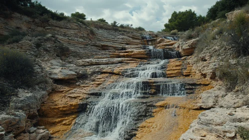 Tranquil Natural Waterfall Scene