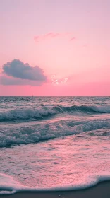 Tranquil Pink Sunset Over the Ocean