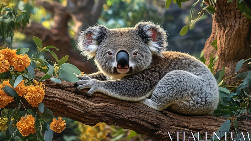 Koala Resting in Natural Habitat AI Image