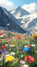 Vibrant Wildflower Scene in Alpine Landscape