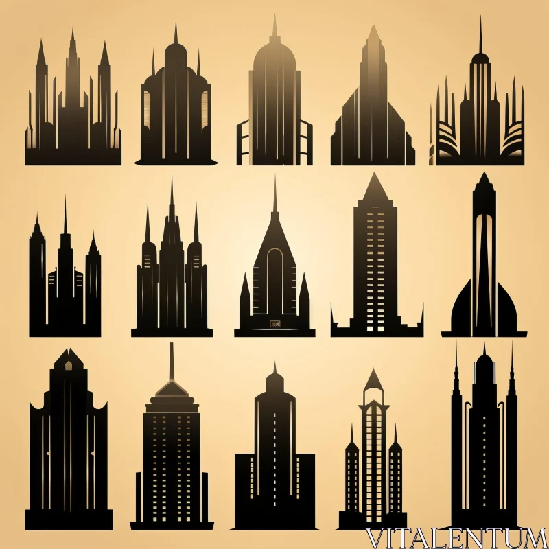 Art Deco Architecture Silhouettes: A Blend of Futurism and Gothic AI Image