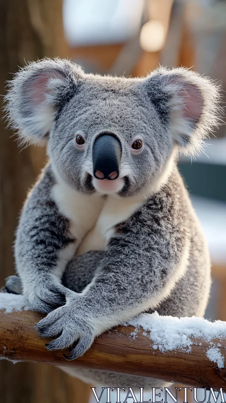 AI ART Cute Koala in Winter Scene