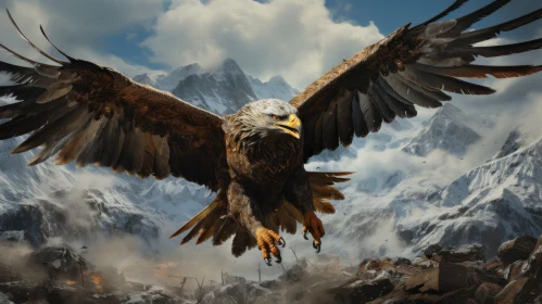 Soaring Eagle Above Mountains: A Blend of Wildlife and Political Symbolism