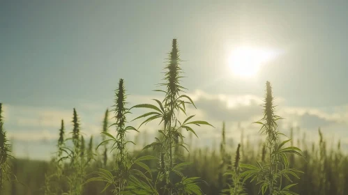 Morning Sunlight over a Green Field