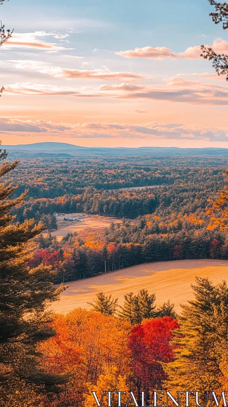 AI ART Autumn Hills Under a Glowing Sunset