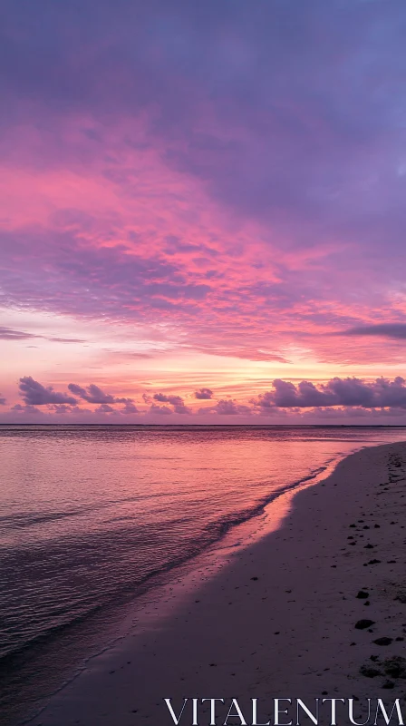 Calm Ocean During Sunset with Vibrant Sky AI Image