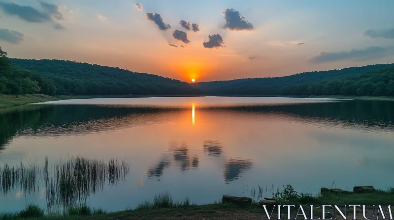 AI ART Serenity at Dusk - Lake View